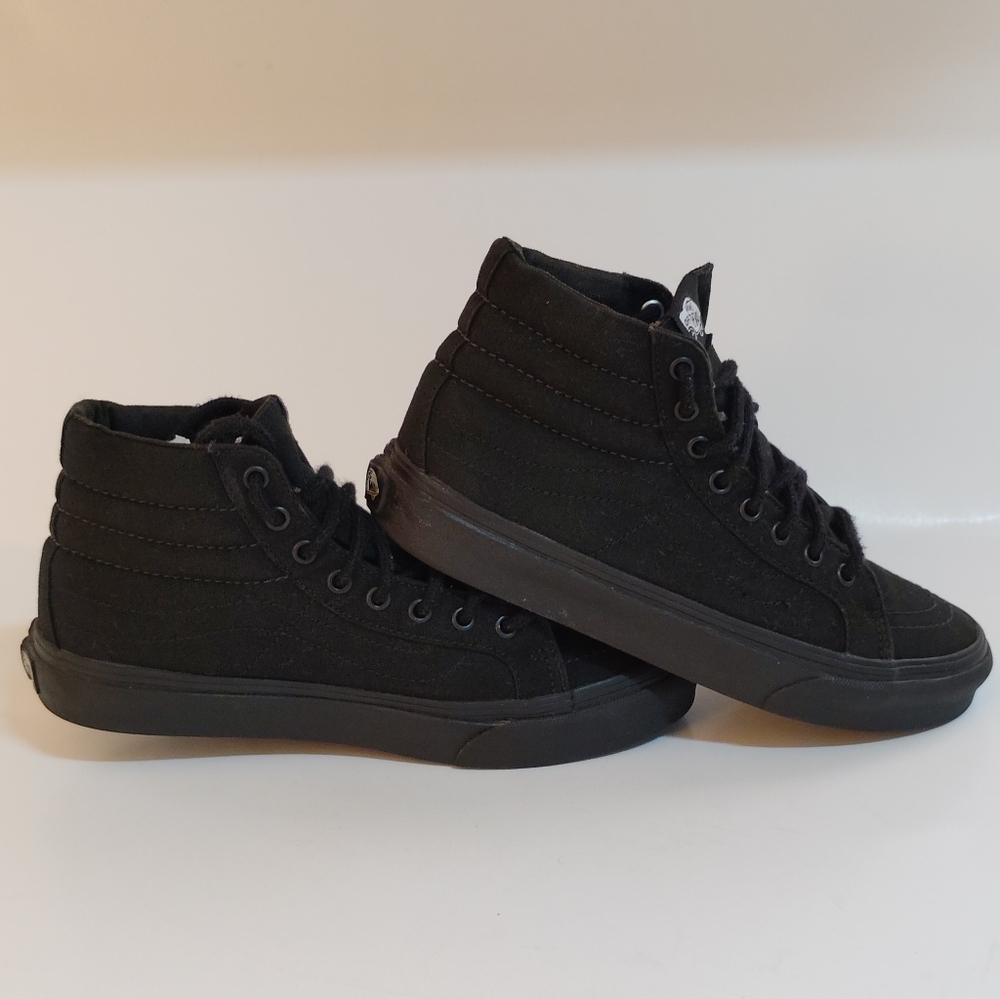 Vans Black High-Top Canvas Sneakers with Off The Wall Patch - Picture 3 of 8